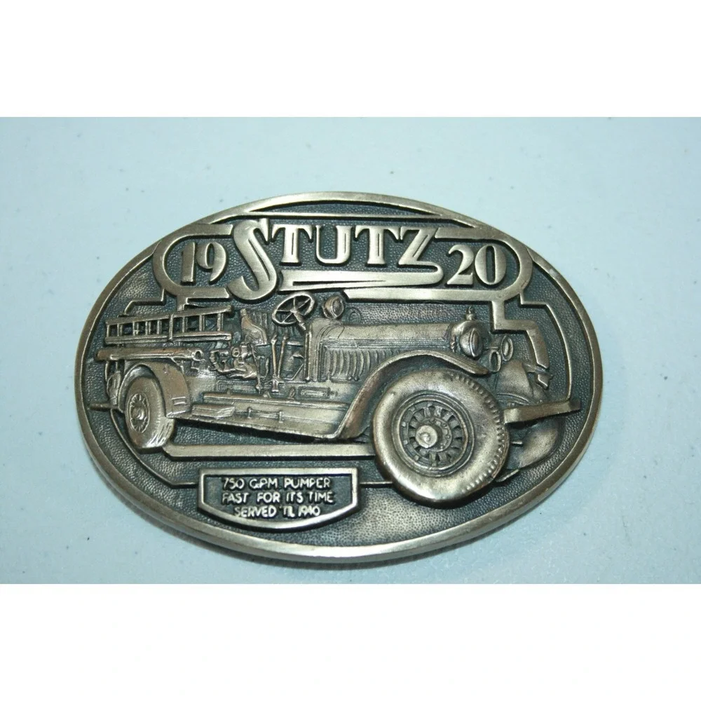 Vintage 1920 Stutz Brass‎ Belt Buckle Fire Truck Pumper Firefighter 1982